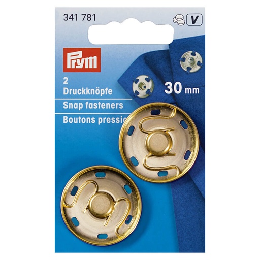 [341781] Prym Aannaaidrukknoop messing 30mm nieuw goud - 2st