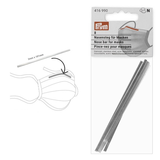 [416990] Prym Neusbrug voor mondmaskers 3x101mm zilver - 10x8st