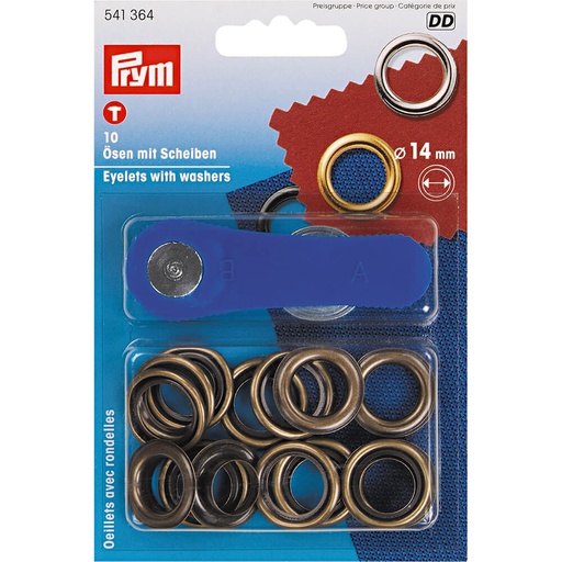 [541364] Prym Ringen en schijven 14mm oud messing - 10st