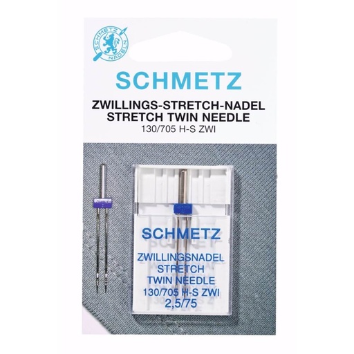 Schmetz Stretch tweeling 1 naald 2.5-75 