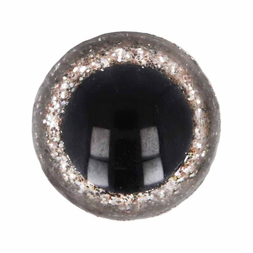 [5636-10-SI] Opry Glitter dierenogen tweekleurig 10mm  Zilver