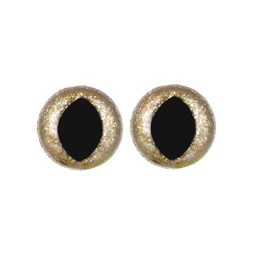 [5637-12-GO2] Opry Glitter kattenogen tweekleurig 12mm  (goud)2