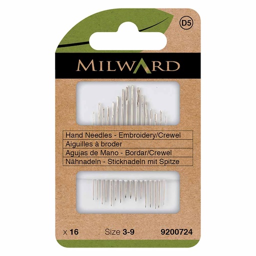 [MG9200724] Milward Crewelnaalden staal nr.3-9 - 16st
