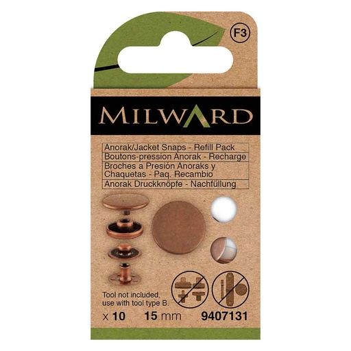 [MG9407131] Milward Naaivrijdrukknoop Anorak brons 15mm - 10st