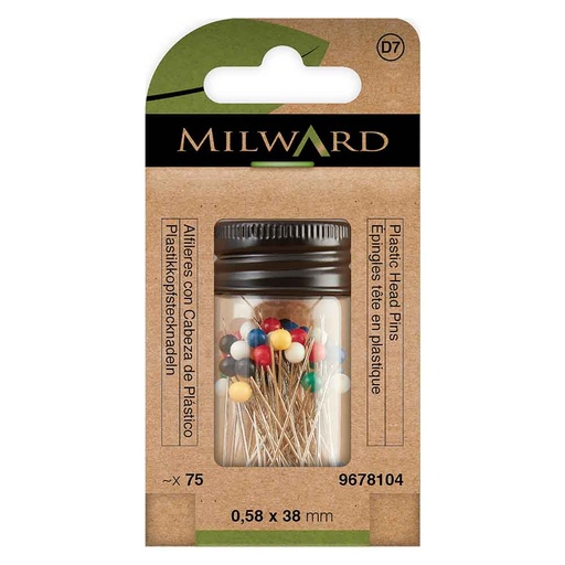 [MG9678104] Milward Kopspelden kunststof 0,58x38mm ast - 75st