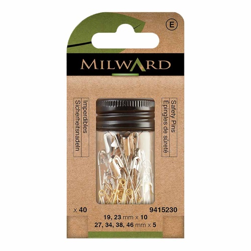[MG9415230] Milward Veiligheidsspelden assortiment nikkel-messing-40st