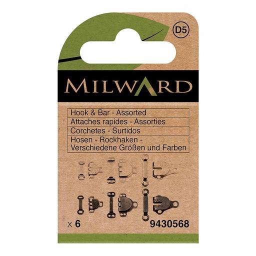 [MG9430568] Milward Broek- en rokhaken assortiment zwart-nikkel - 6st
