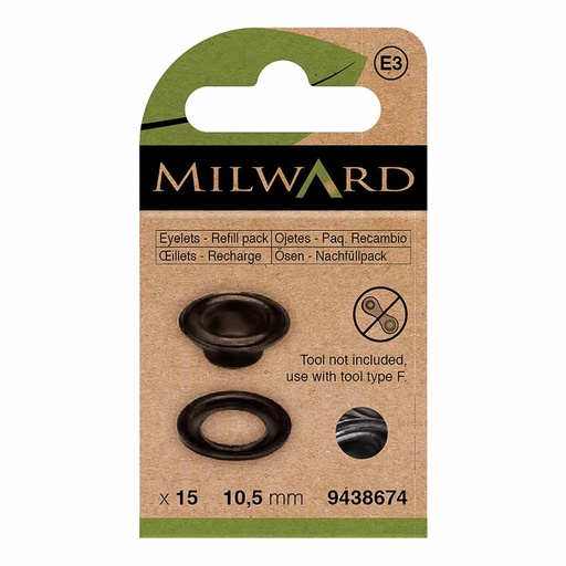 [MG9438674] Milward Nestelringen 10,5mm zwart - 15st