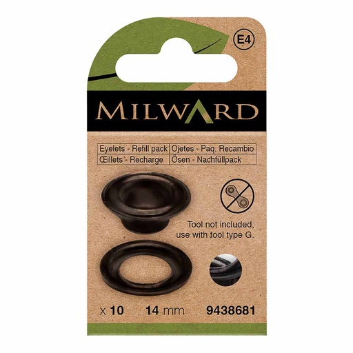 [MG9438681] Milward Nestelringen 14mm zwart - 10st