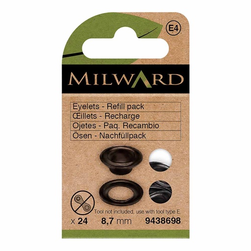[MG9438698] Milward Nestelringen 8,7mm zwart - 24st