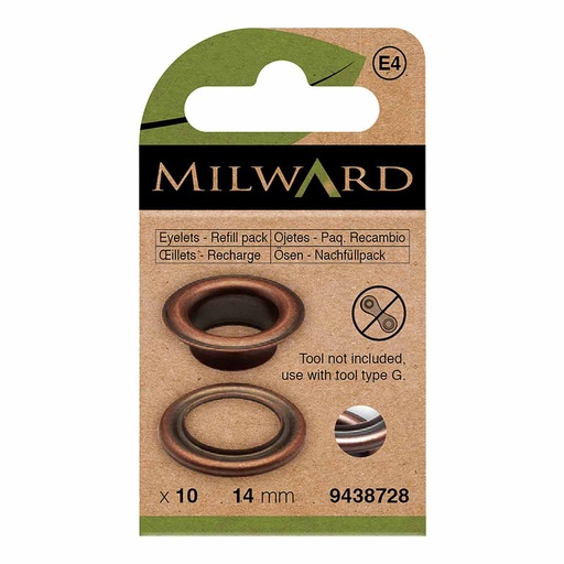 [MG9438728] Milward Nestelringen 14mm brons - 10st