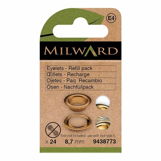 [MG9438773] Milward Nestelringen 8,7mm goud - 24st
