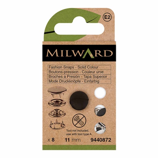 [MG9440872] Milward Naaivrijdrukknoop Fashion 11mm zwart - 8st