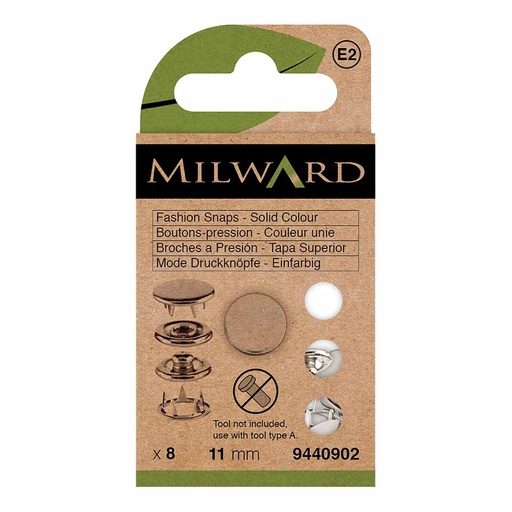 [MG9440902] Milward Naaivrijdrukknoop Fashion 11mm zilver - 8st