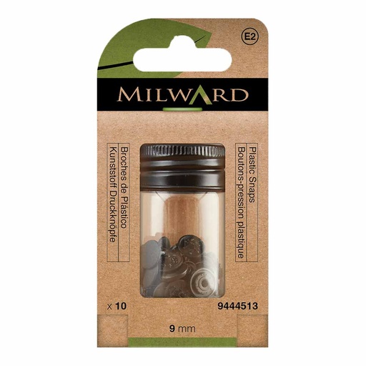 [MG9444513] Milward Naaivrijdrukknoop kunststof 9mm zwart - 10st