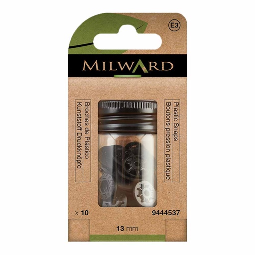 [MG9444537] Milward Naaivrijdrukknoop kunststof 13mm zwart - 10st