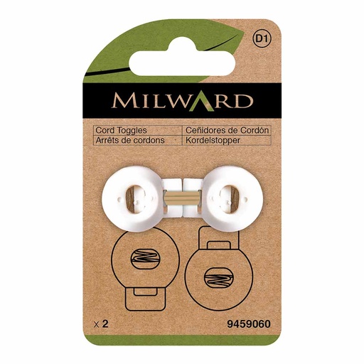 [MG9459060] Milward Koordstopper bol 6mm wit - 2st