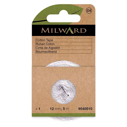[MG9540510] Milward Katoenband 12mm wit - 5m