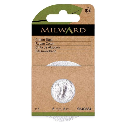 [MG9540534] Milward Katoenband 6mm wit - 5m