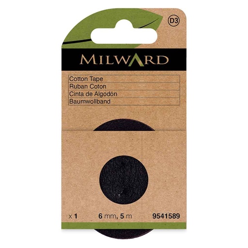 [MG9541589] Milward Katoenband 6mm zwart - 5m