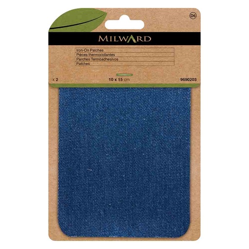 [MG9690203] Milward Verstelstuk opstrijkbaar mid denim 10x15cm - 2st